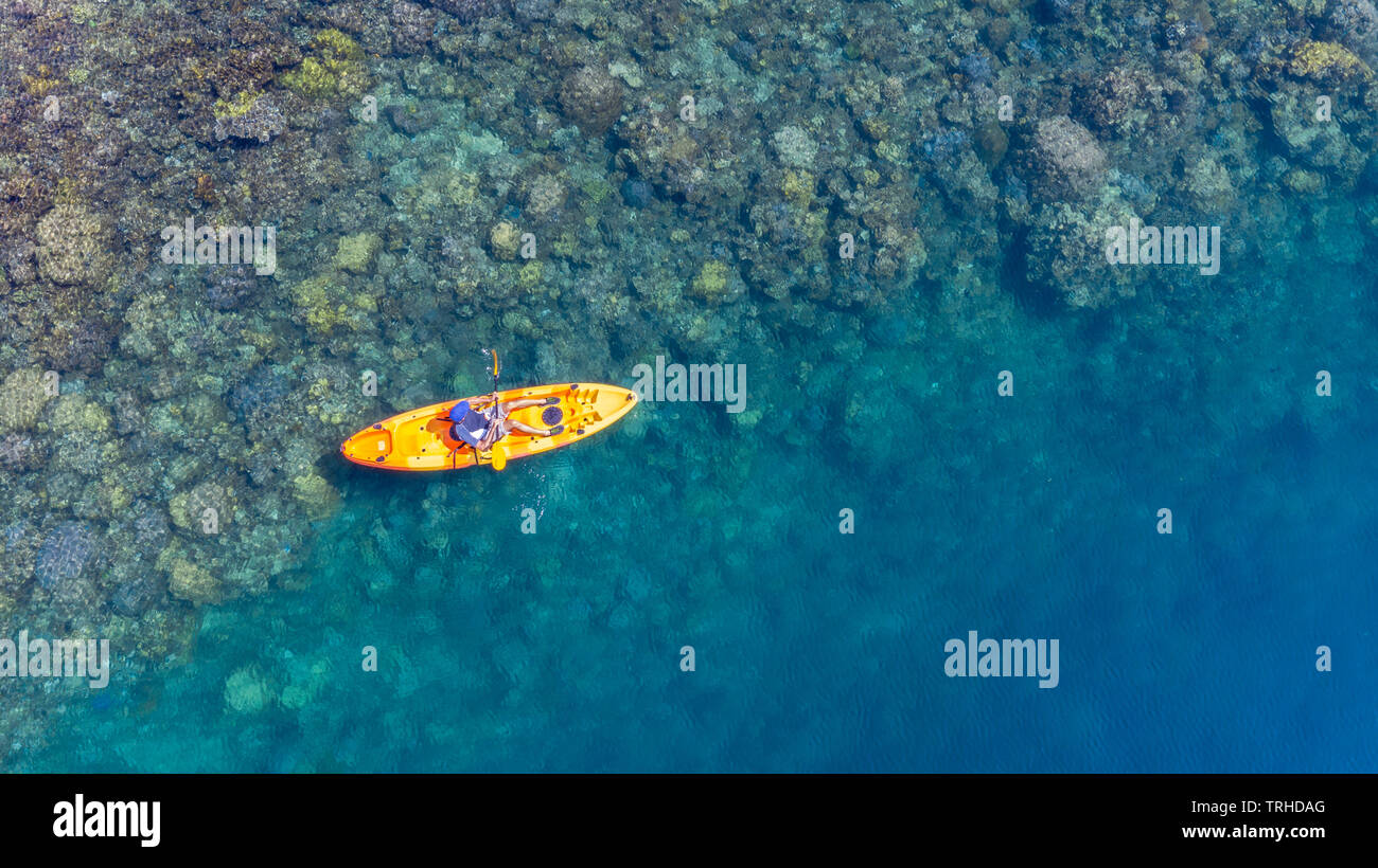 Kayaking in Fjords near Tufi, Cape Nelson, Papua New Guinea Stock Photo