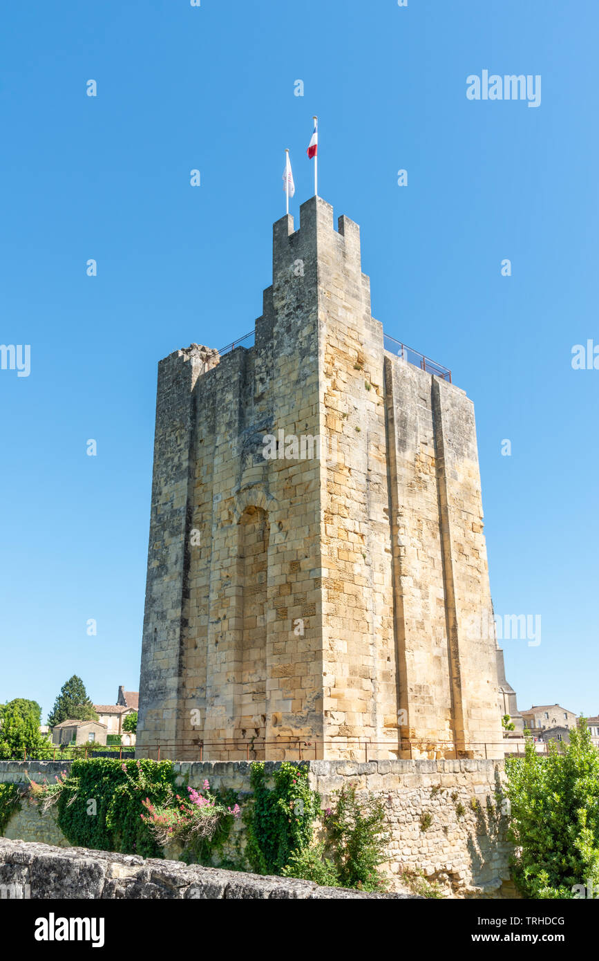 Saint-Emilion (Gironde, France), the tower of the medieval castle in the village Stock Photo