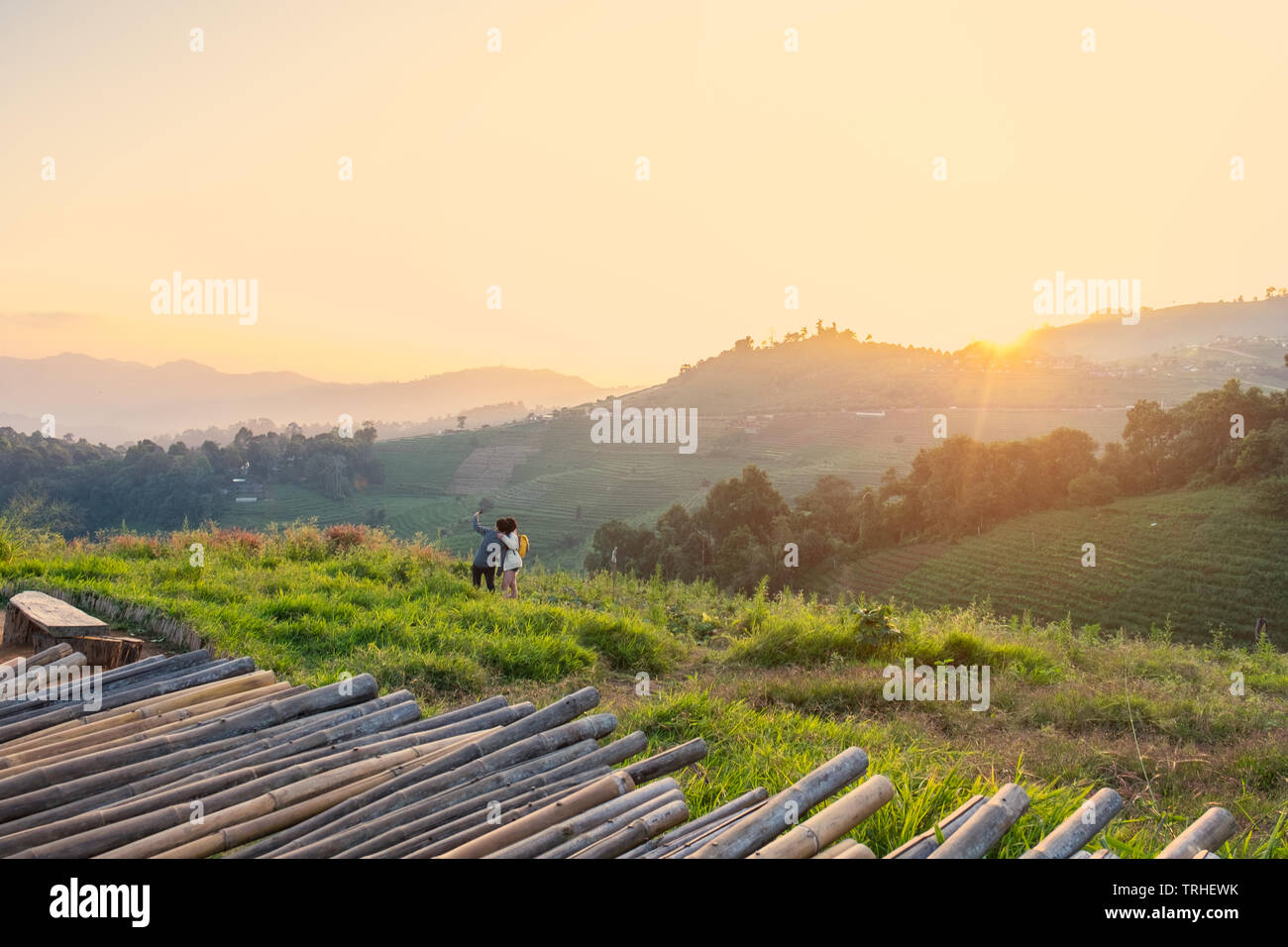 Mon cham,Mon jam,landscape sunset twilight beautiful at chiang mai Stock Photo