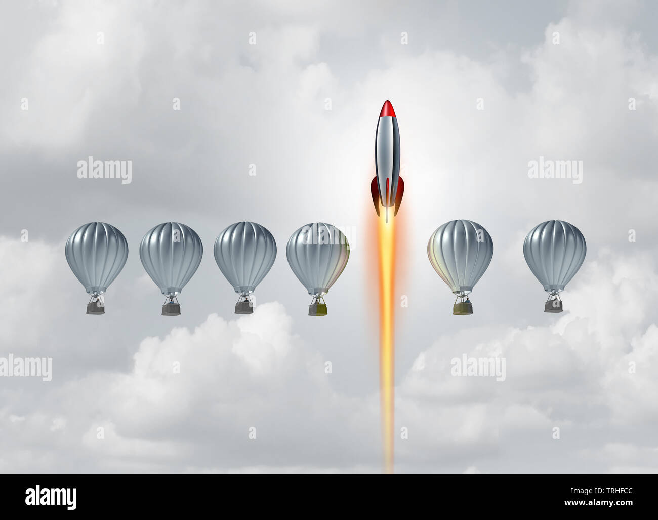 Business concept of success and an innovative individual with a different way to succeed using advanced technology as a 3D illustration . Stock Photo