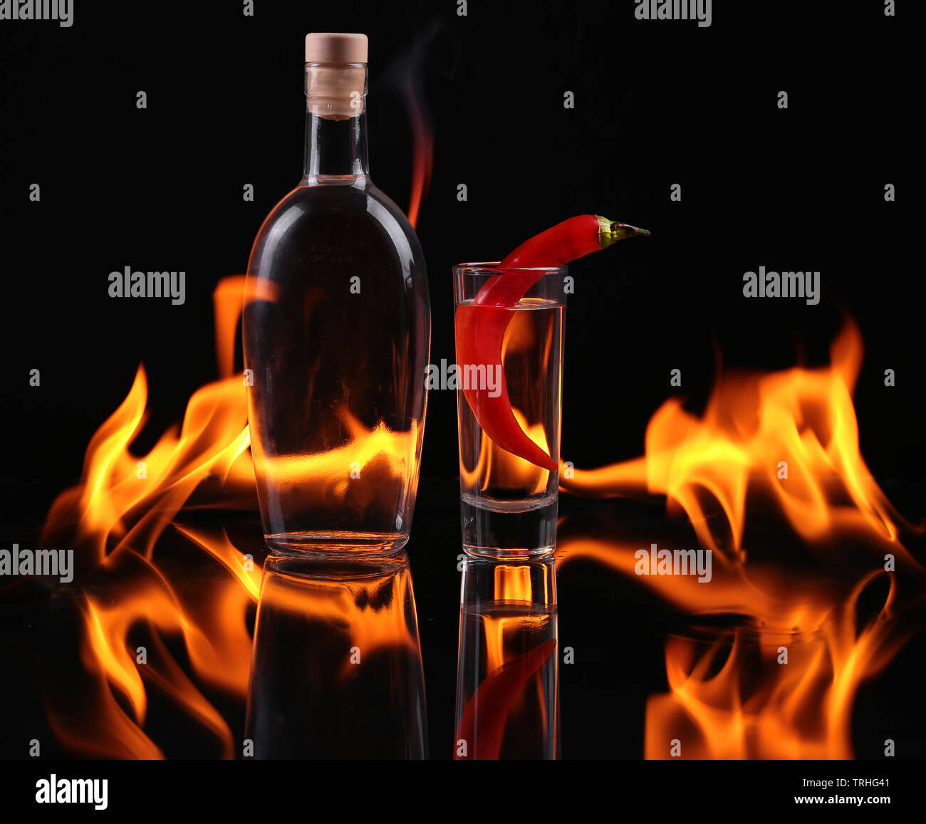 Stack of tequila on fire Stock Photo Alamy
