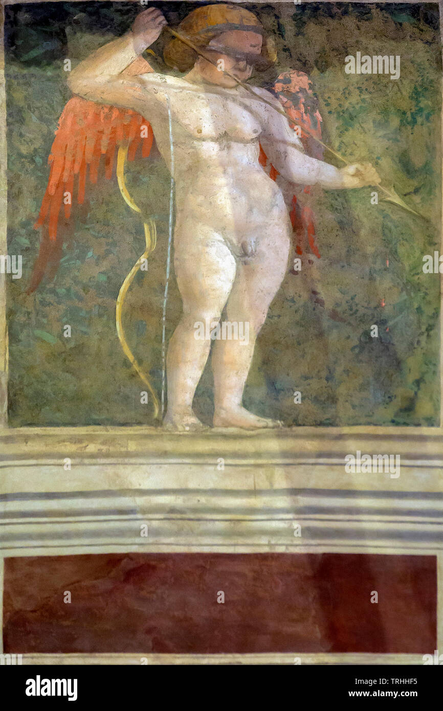 Cupid Blindfolded, Cappella Maggiore, 1452-1466, Basilica of St Francis, Basilica di San Francesco, Arezzo, Tuscany, Italy, Europe Stock Photo