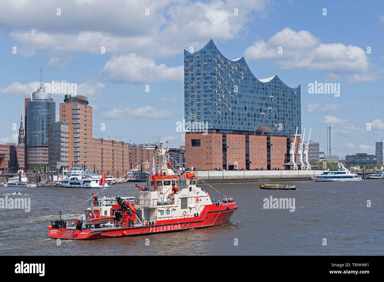 Firefighting boat in hamburg harbour hi-res stock photography and ...
