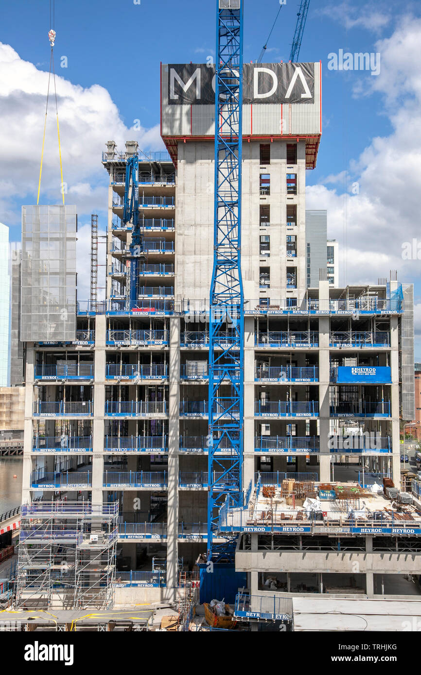 Tower crane used in construction boom, residential & commercial expansion in Liverpool City