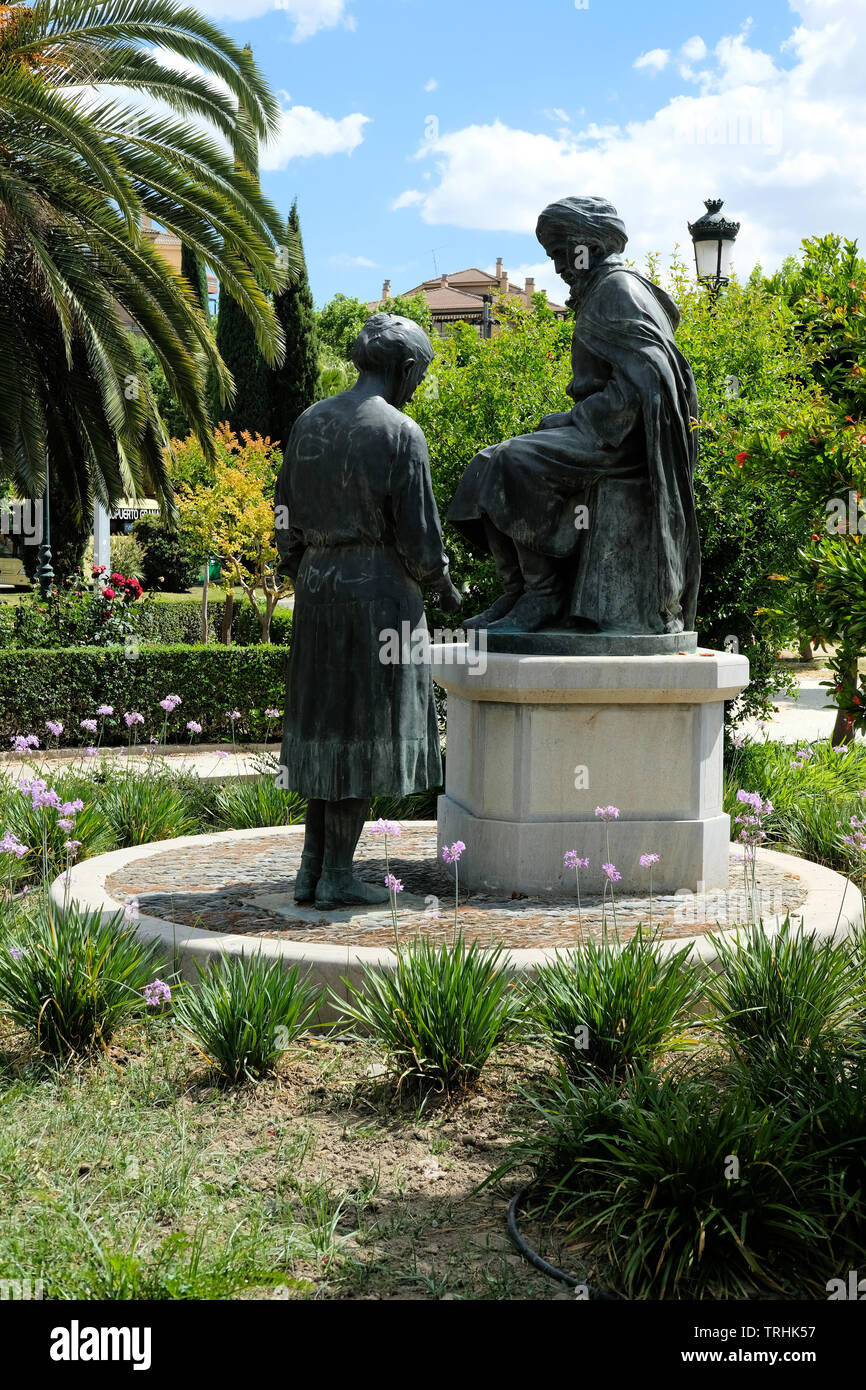 King Boabdil (Muhammad XII Abu 'abd-Allah) monument in Granada, Spain; bronze sculpture by Juan Moreno Aguado; a gift from the city to Boabdil. Stock Photo