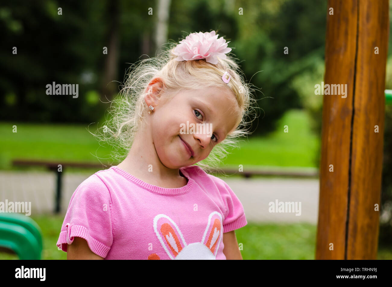 lovely blond little girl portrait Stock Photo
