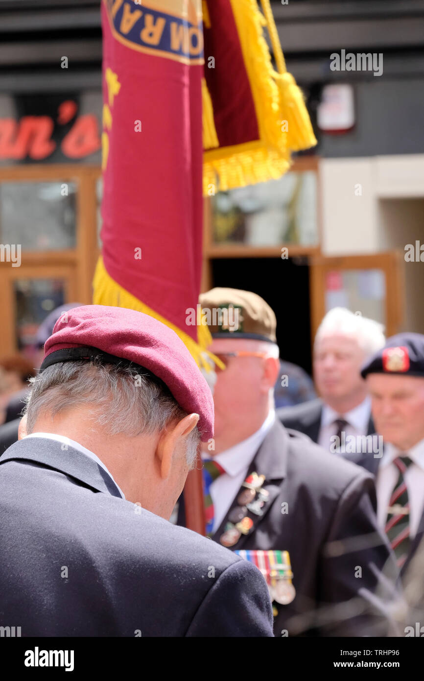 Newport, Wales, UK, 6th June 2019. Cadets, current and former servicemen parade through the city to commemorate the 75th anniversary of D-Day Stock Photo