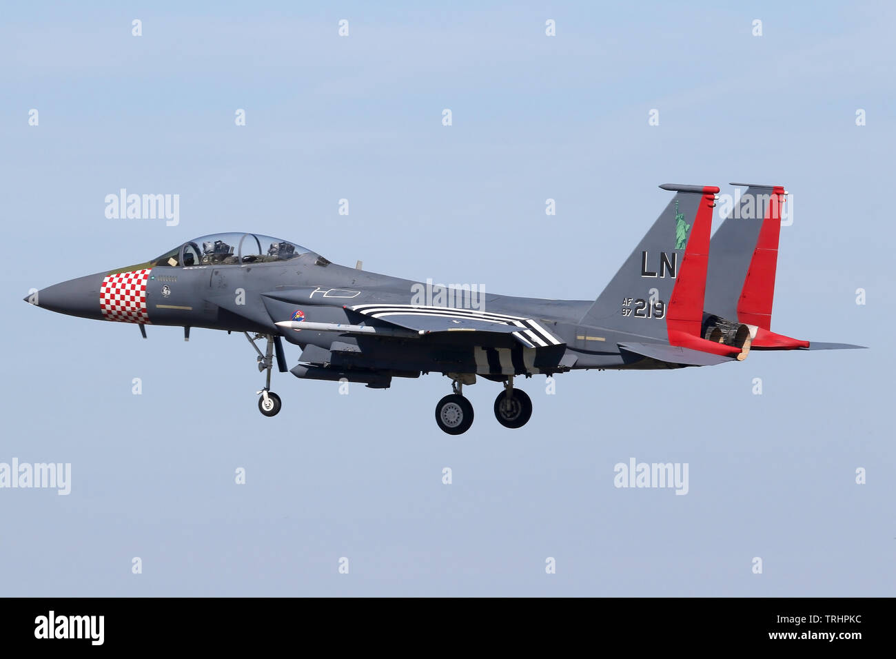 The 492nd FS F-15E marked for the 75th anniversary of D-Day landing at RAF Lakenheath. Stock Photo