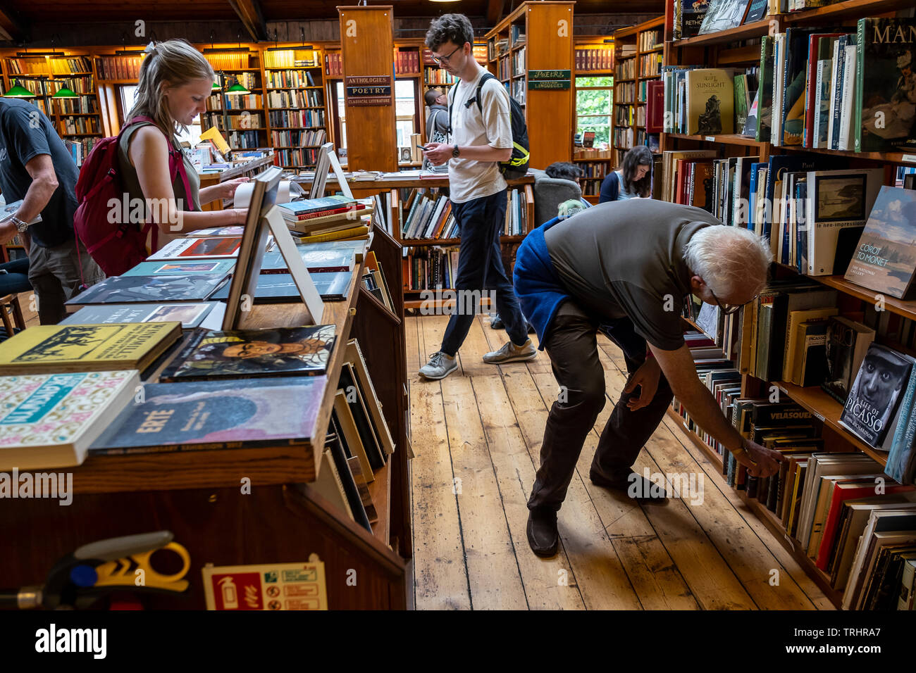 Richard Booth bookshop, Lion Street, Hay on Wye, Wales Stock Photo