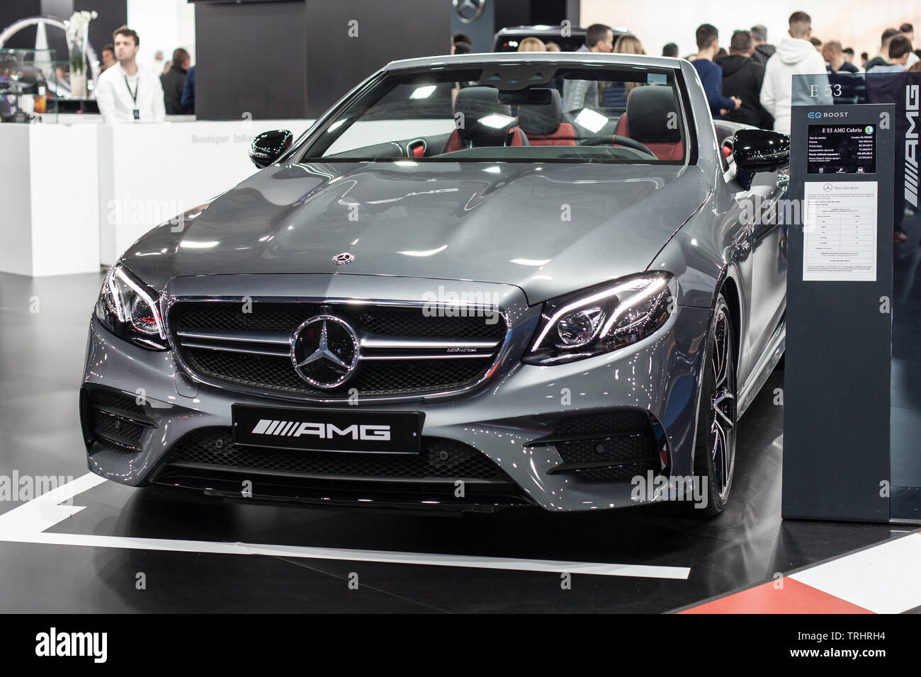 Barcelona, Spain - May 19, 2019: Mercedes-AMG E 53 4MATIC+ Cabrio showcased at Automobile Barcelona 2019 in Barcelona, Spain. Stock Photo
