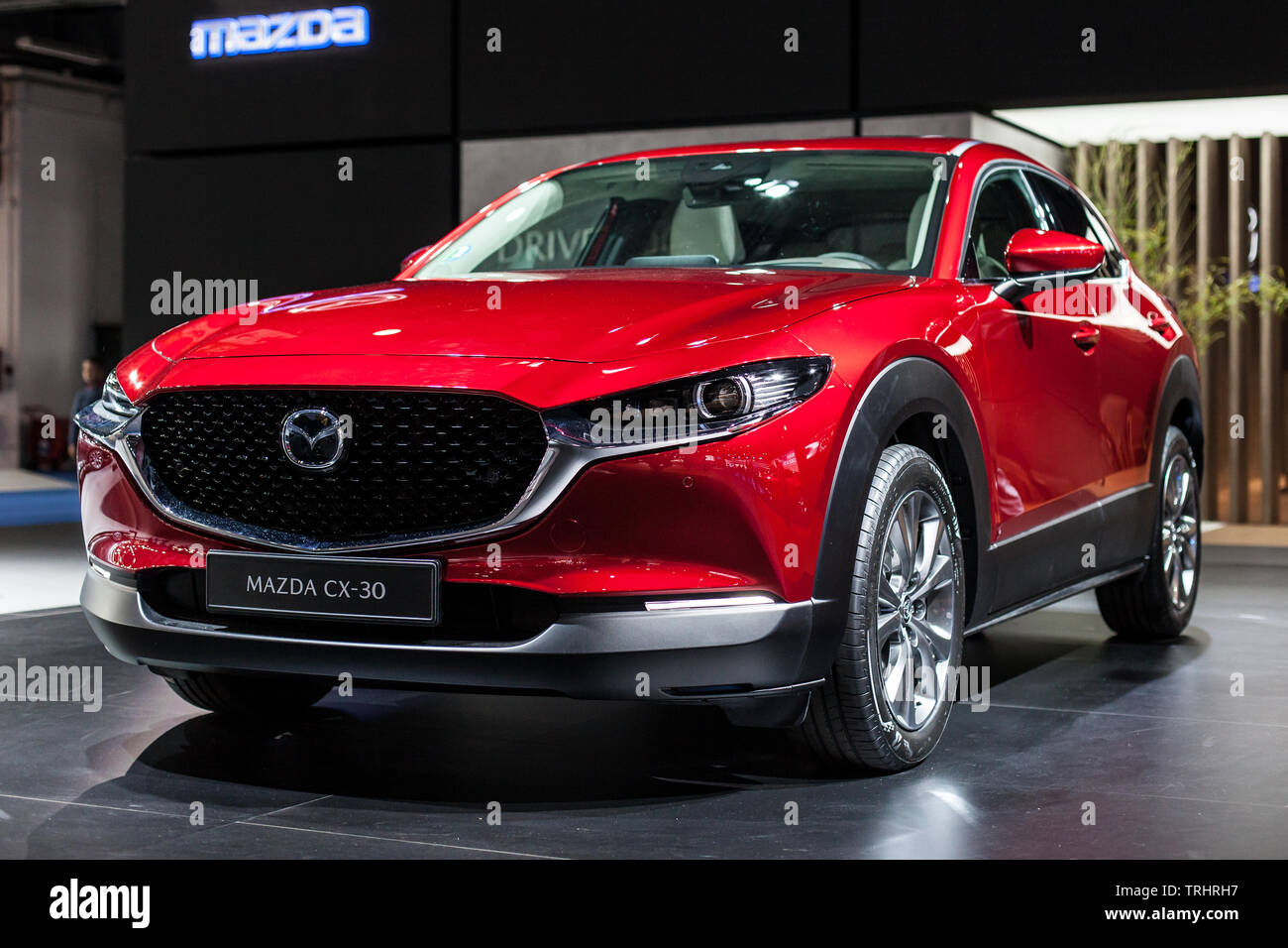 Barcelona, Spain - May 19, 2019: Mazda CX-30 showcased at Automobile Barcelona 2019 in Barcelona, Spain. Stock Photo