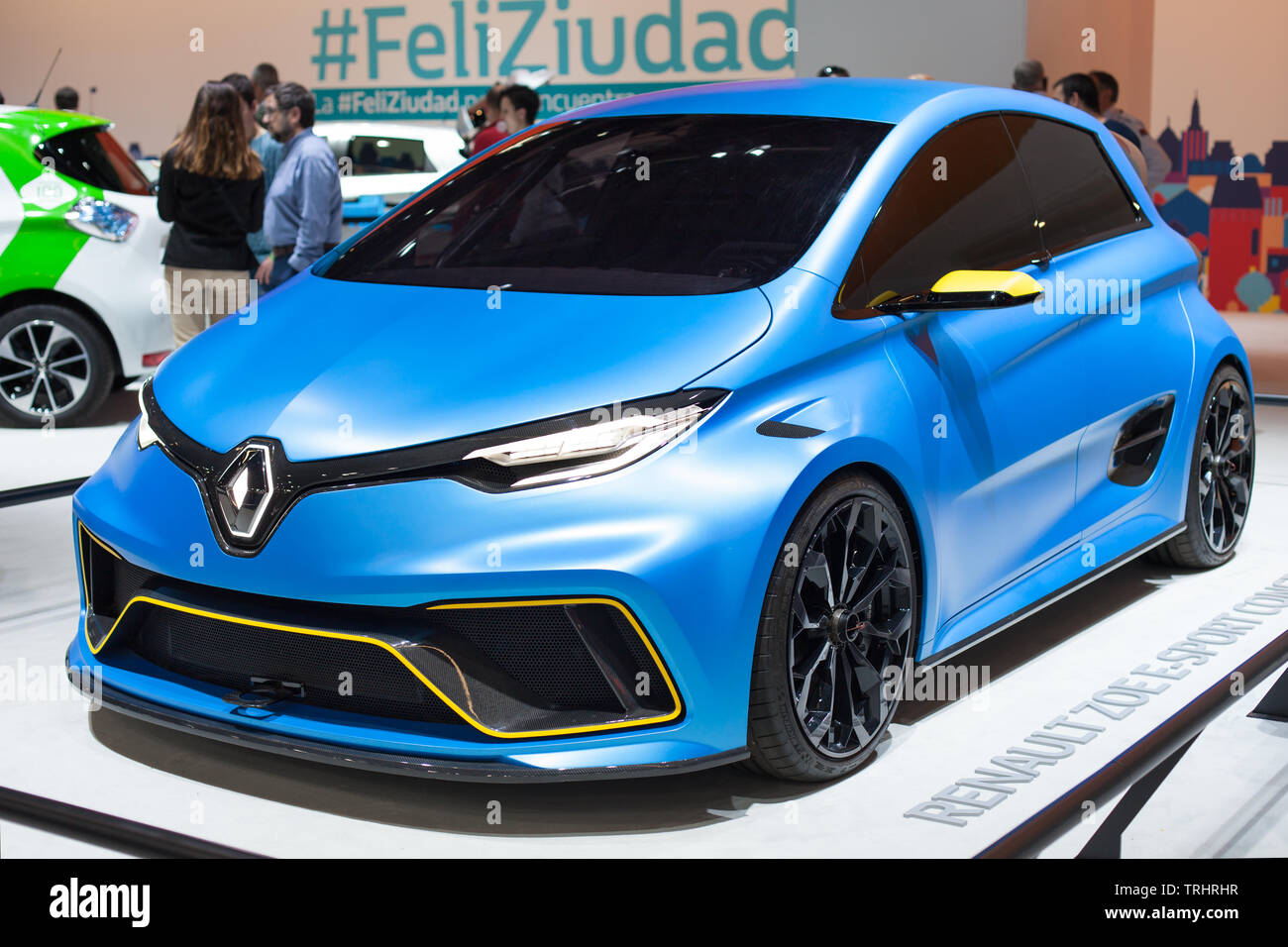 Barcelona, Spain - May 19, 2019: Renault Zoe e-Sport Concept showcased at Automobile Barcelona 2019 in Barcelona, Spain. Stock Photo