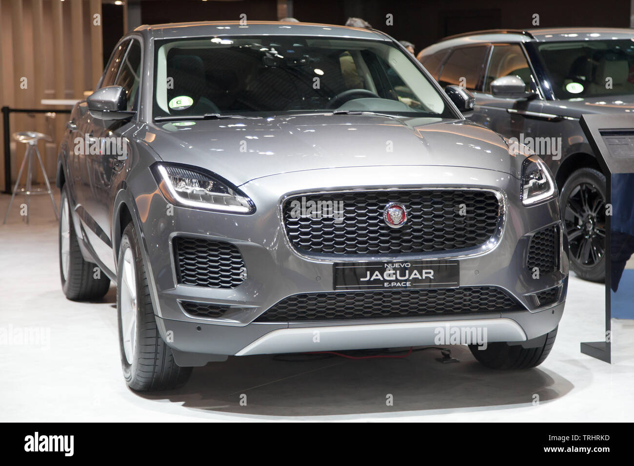Barcelona, Spain - May 19, 2019: Jaguar E-Pace showcased at Automobile Barcelona 2019. Stock Photo