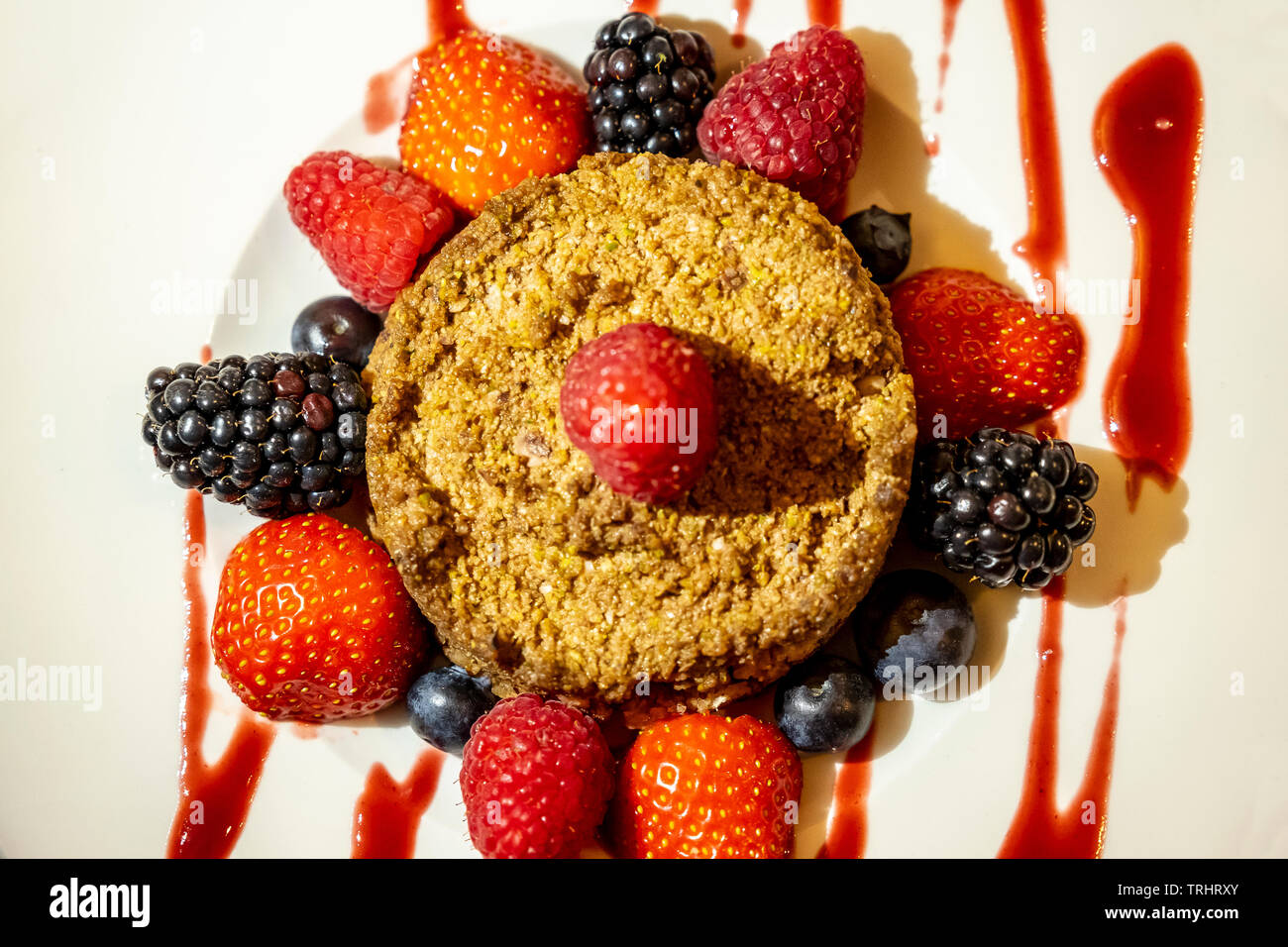 Raw Vegan chocolate Cheesecake at Tyn Y Cornel Hotel, Gwynedd, Snowdonia, Wales Stock Photo
