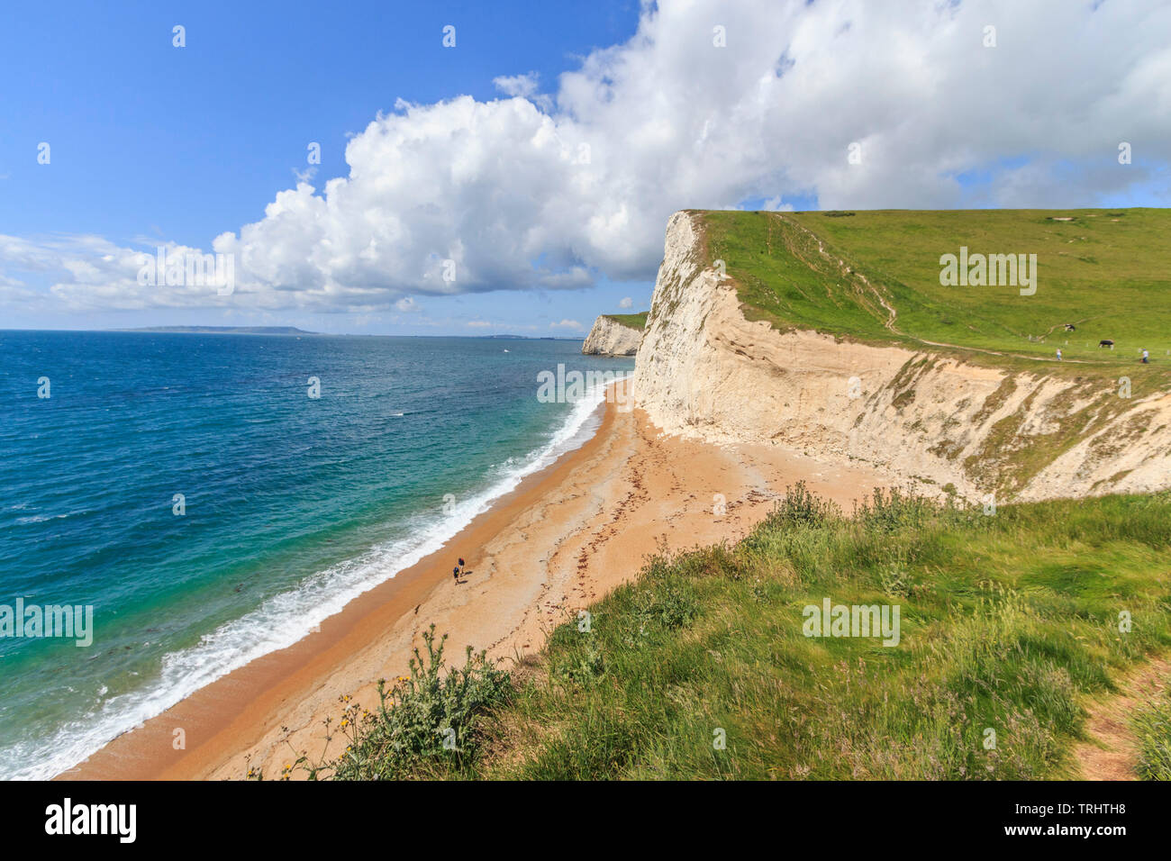 walk from durdle door to osmingon bay jurassic heritage coastline dorset england uk gb Stock Photo