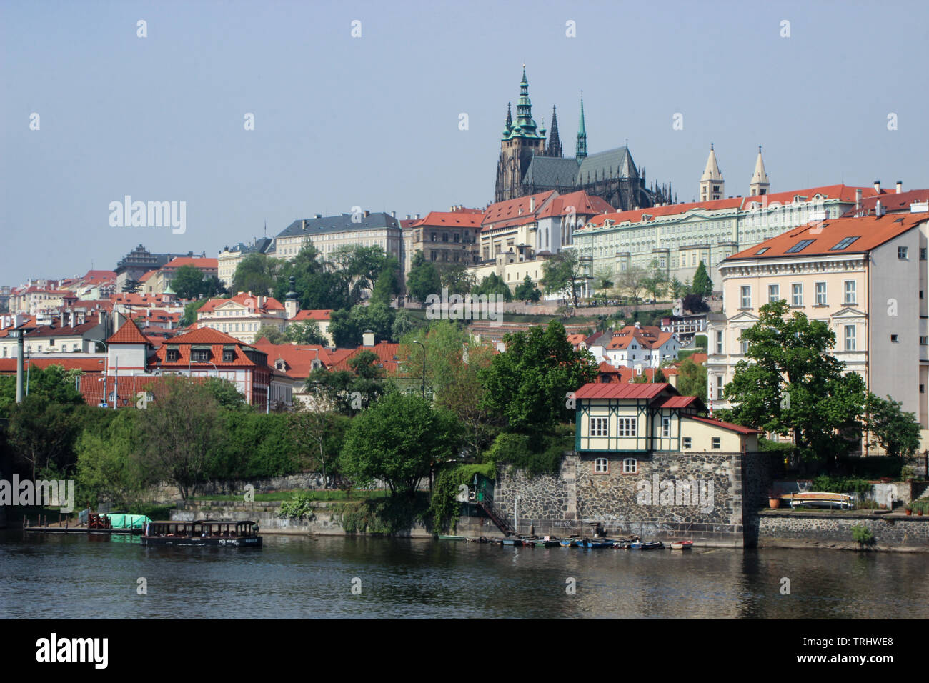 West bank and St. Vitus Cathedral in Prague, Czech Republic Stock Photo