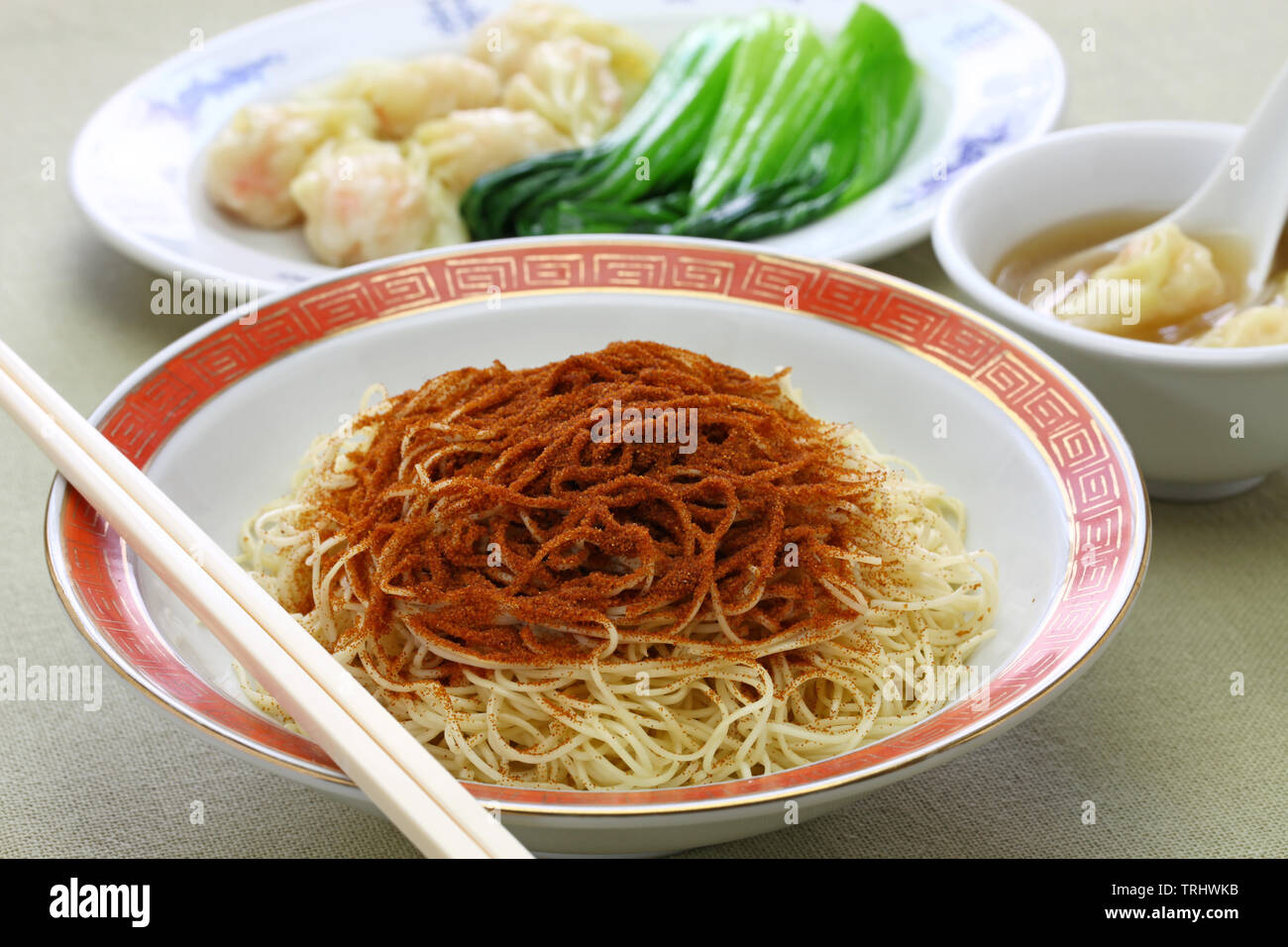 homemade dried shrimp roe noodles, chinese macau cuisine, ha zi lo mien Stock Photo