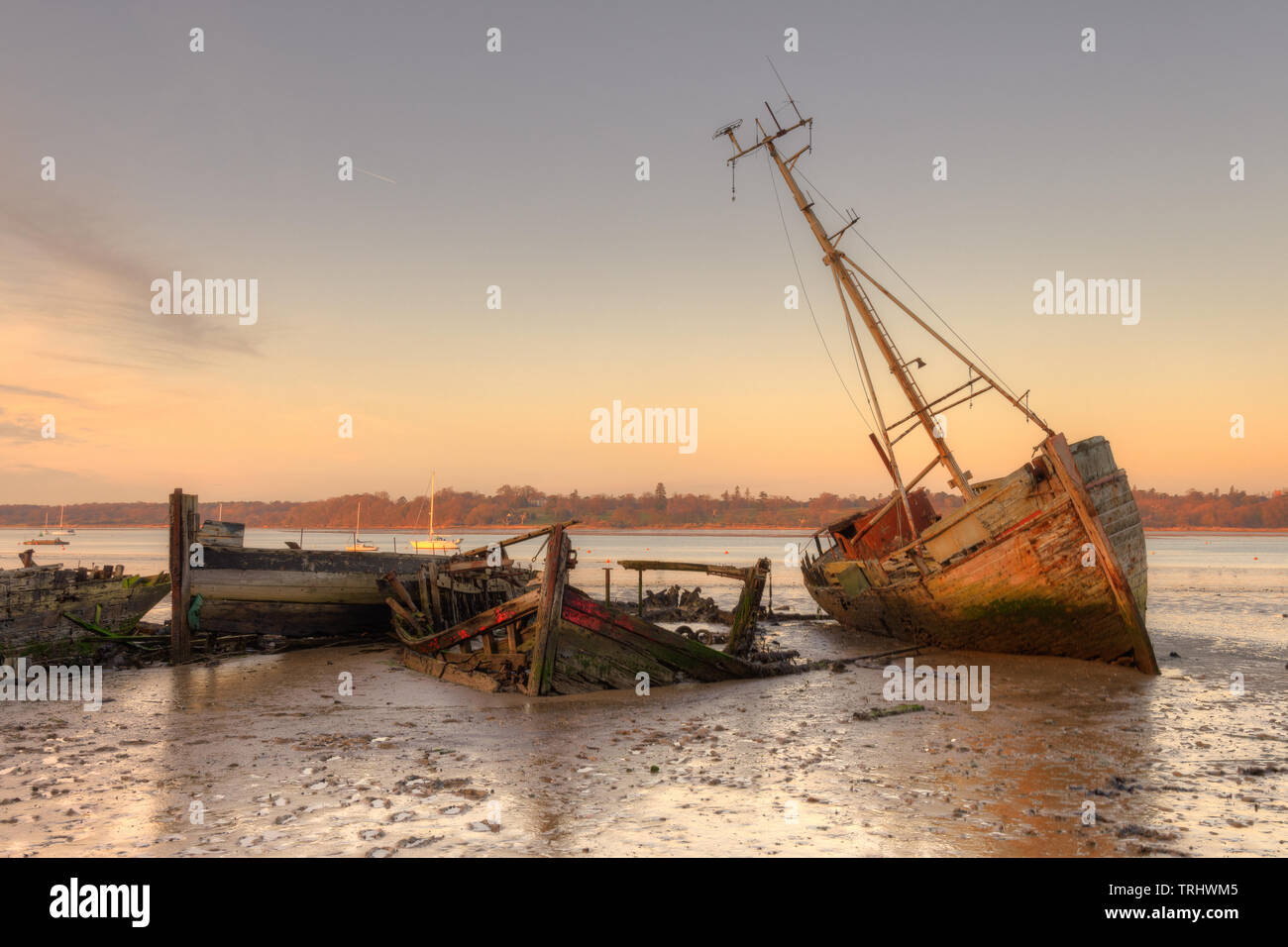 Ship wrecks at Pin mill Stock Photo