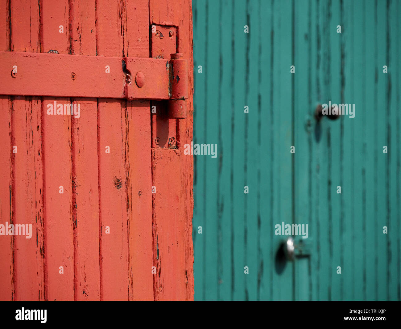 Solid Contrasting Primary Colours Of Garage Doors Painted