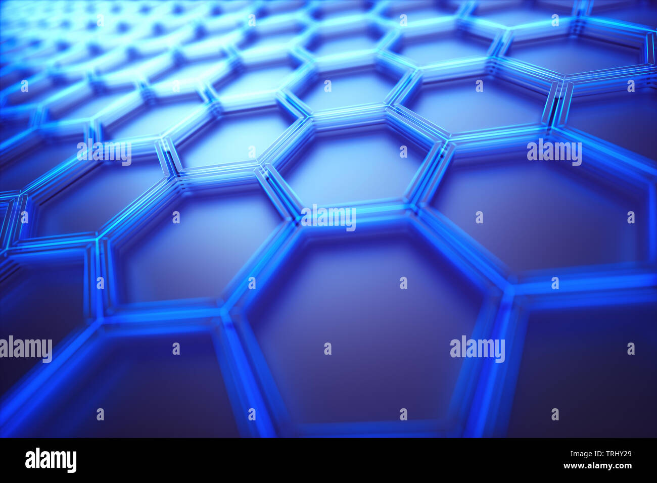 Conceptual abstract image with hexagonal structure connection. 3D illustration background. Stock Photo