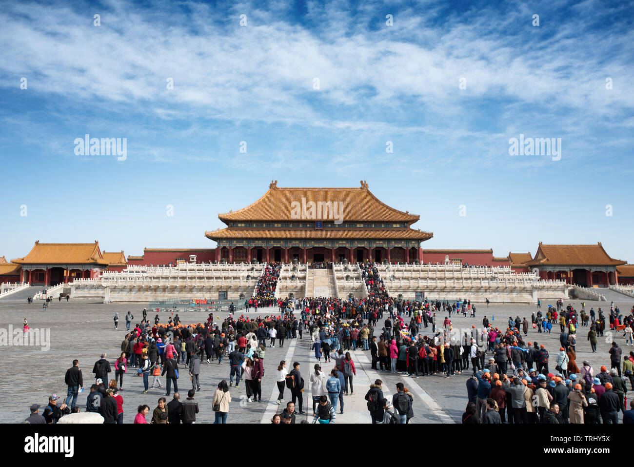 BEIJING, CHINA - APR 14: Scene at Forbidden City in Beijing, China on April 14, 2018. The palace complex served as the the royal grounds for about 500 Stock Photo