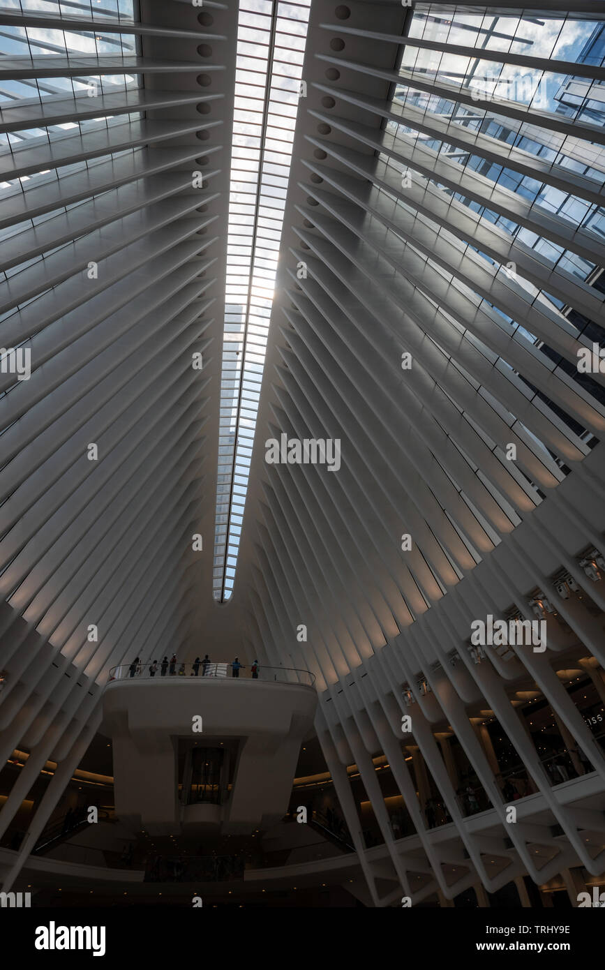 The impressive architecture of the Oculus transportation hub in downtown, New York City's financial district Stock Photo