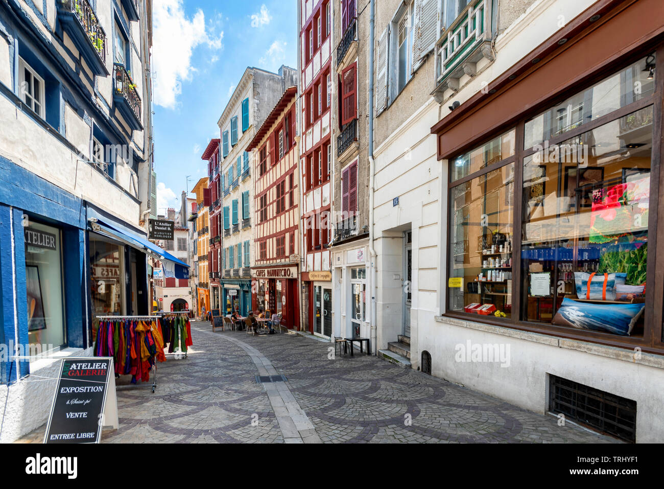 Scene at Bayonne, France on a summer day.  The city is located in the Basque region. Stock Photo