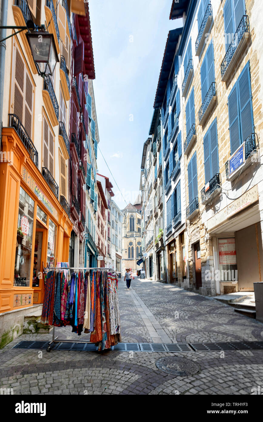 Scene at Bayonne, France on a summer day.  The city is located in the Basque region. Stock Photo