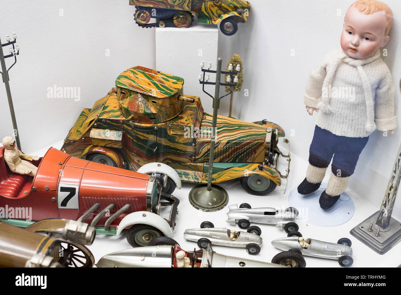 MUNICH, GERMANY NOVEMBER 23, 2018 Collection of toys in the Toy Museum in the old tower of