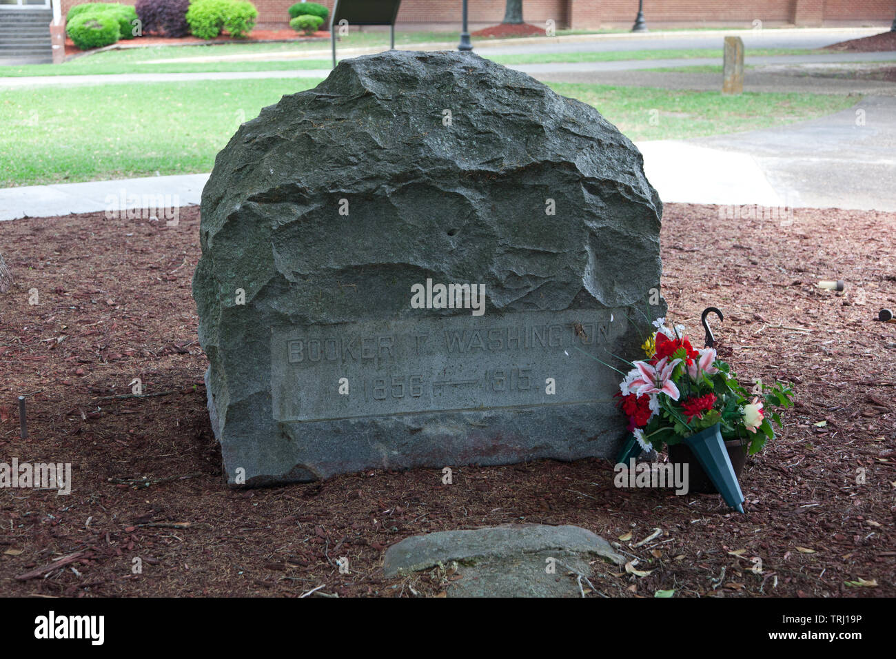 Grave site of Booker T Washington at Tuskegee Institute in Alabama Stock Photo