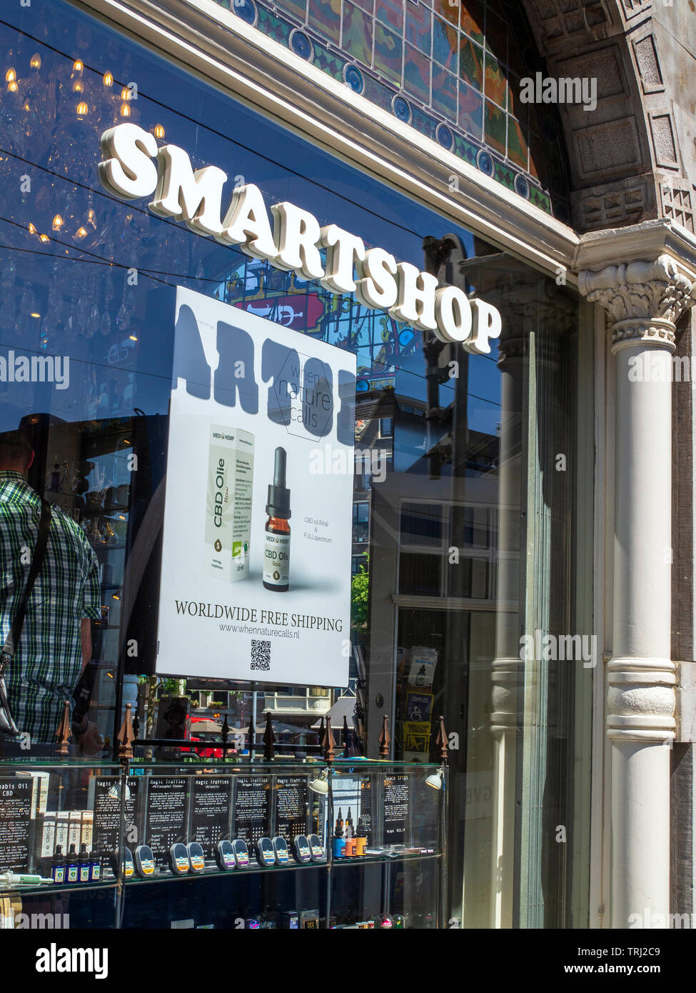 A smart shop, a shop selling psychoactive substances like magic mushrooms, in Amsterdam. Stock Photo