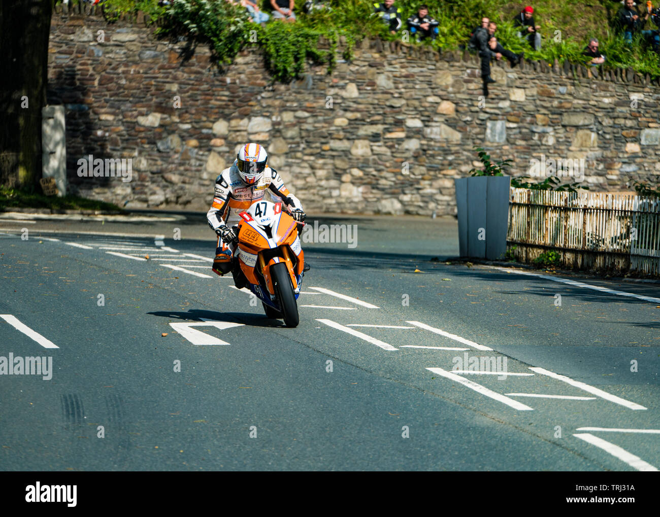 Motorcycle racers at the Isle of Man TT road race, 2019 Stock Photo - Alamy
