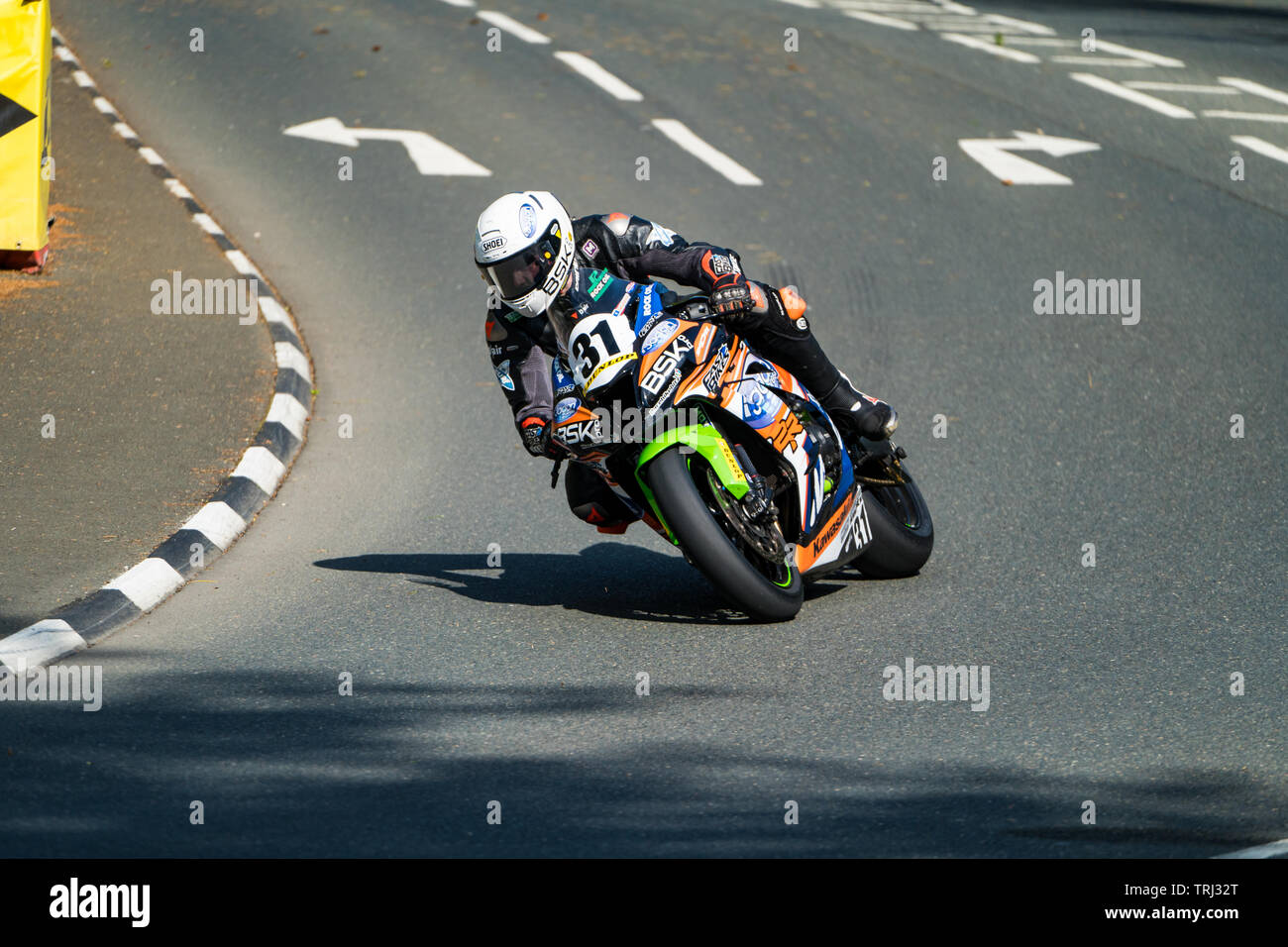 Motorcycle racers at the Isle of Man TT road race, 2019 Stock Photo - Alamy