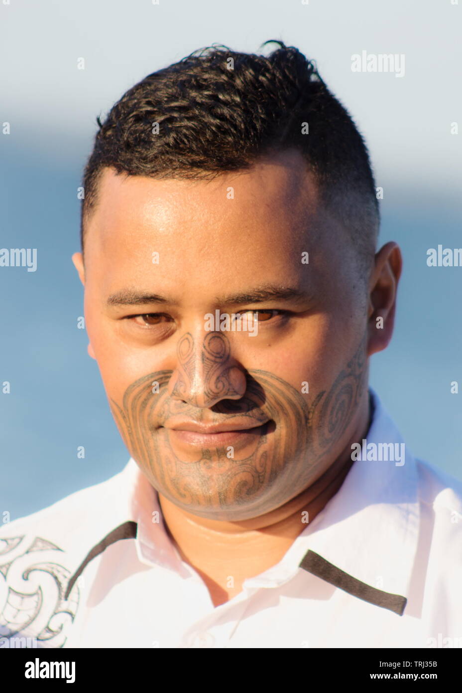 Portrait of a handsome young Maori Man Stock Photo