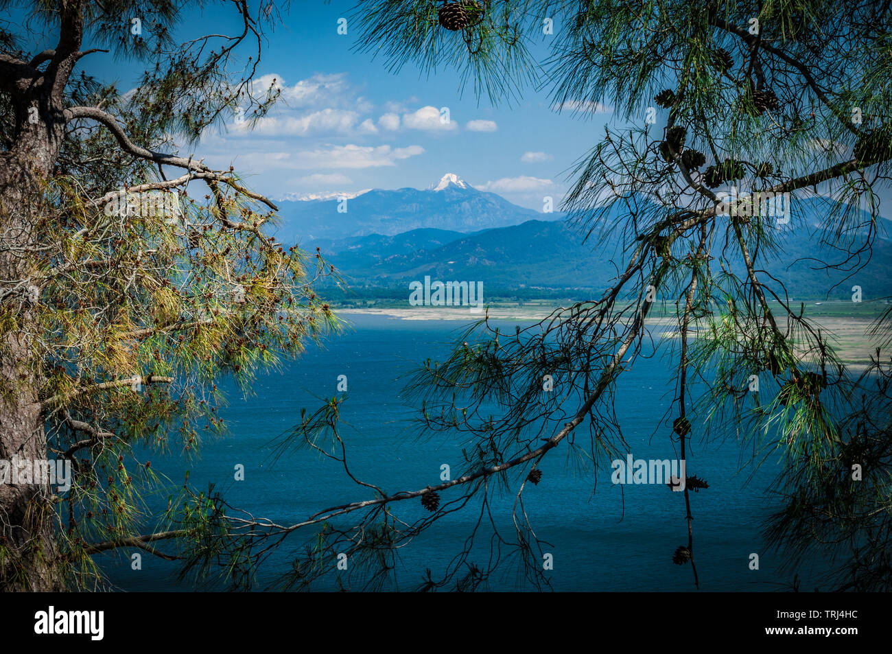 Uyluk Tepe in South West Turkey as seen from the Western Shore of Lake Köyceğiz (Dalyan) Stock Photo