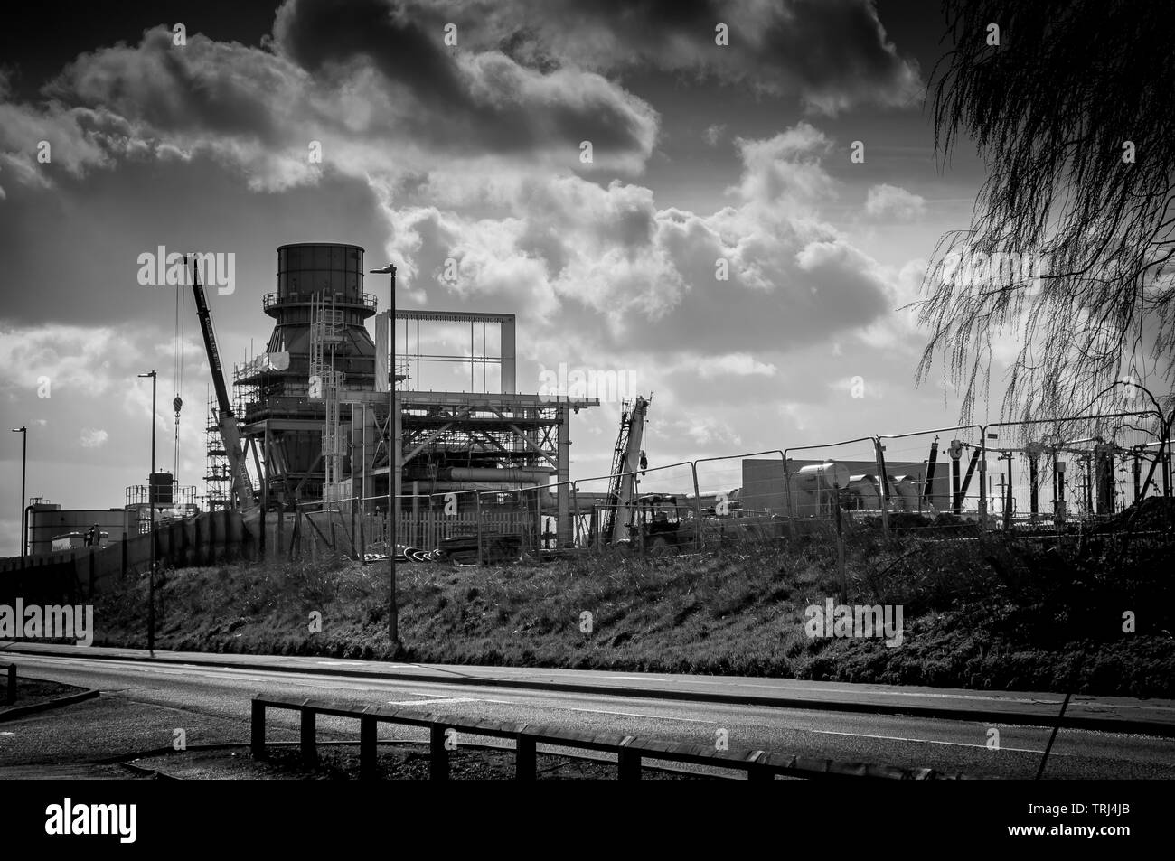 Construction of a new power plant in Spalding, Lincolnshire, UK Stock Photo