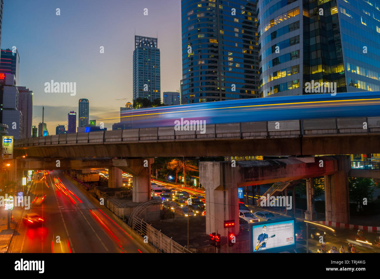 chong nonsi BTS station in Bangkok after sunset Stock Photo Alamy