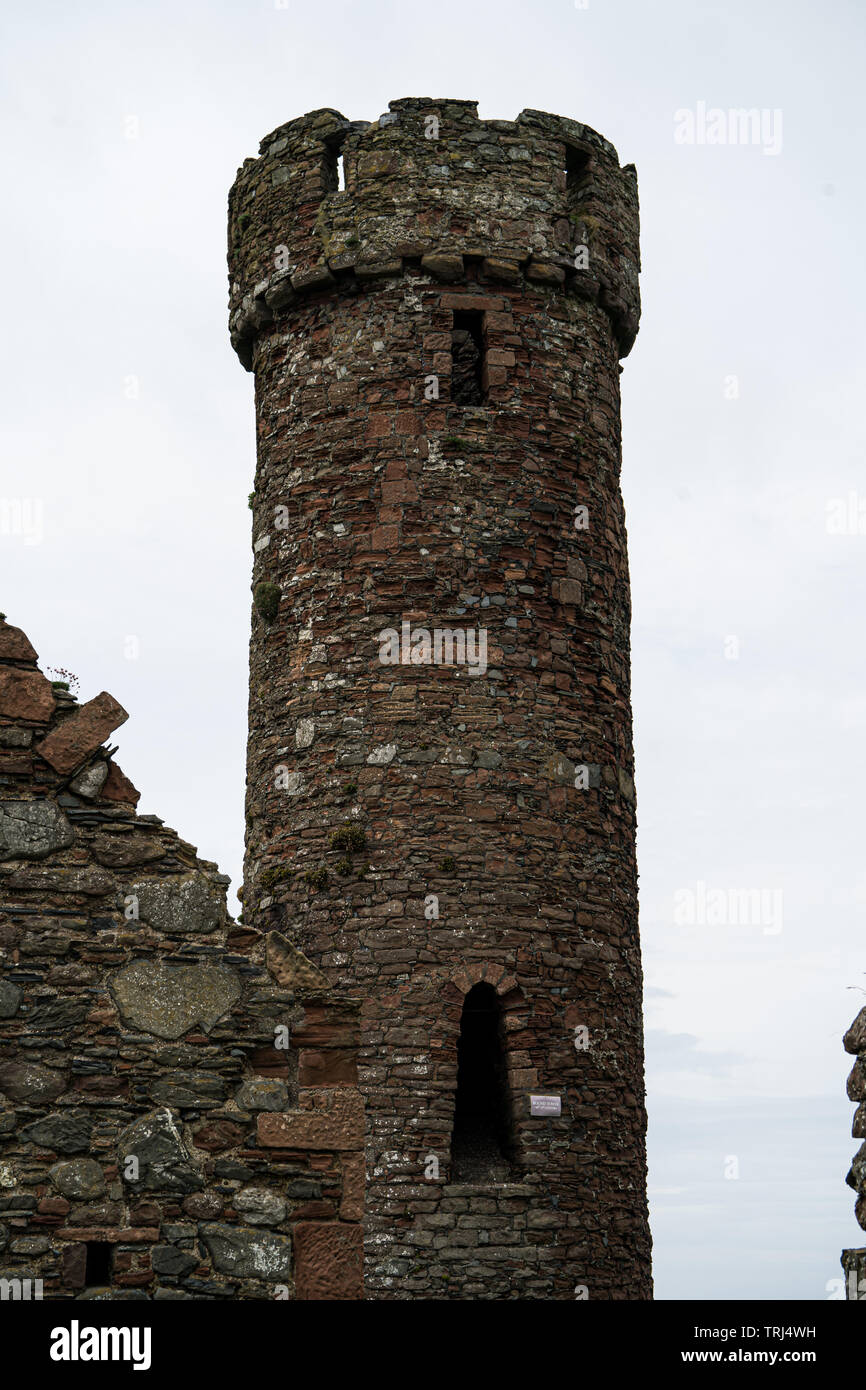 Round tower and monastry, Peel Castle, Isle of Man, UK Stock Photo