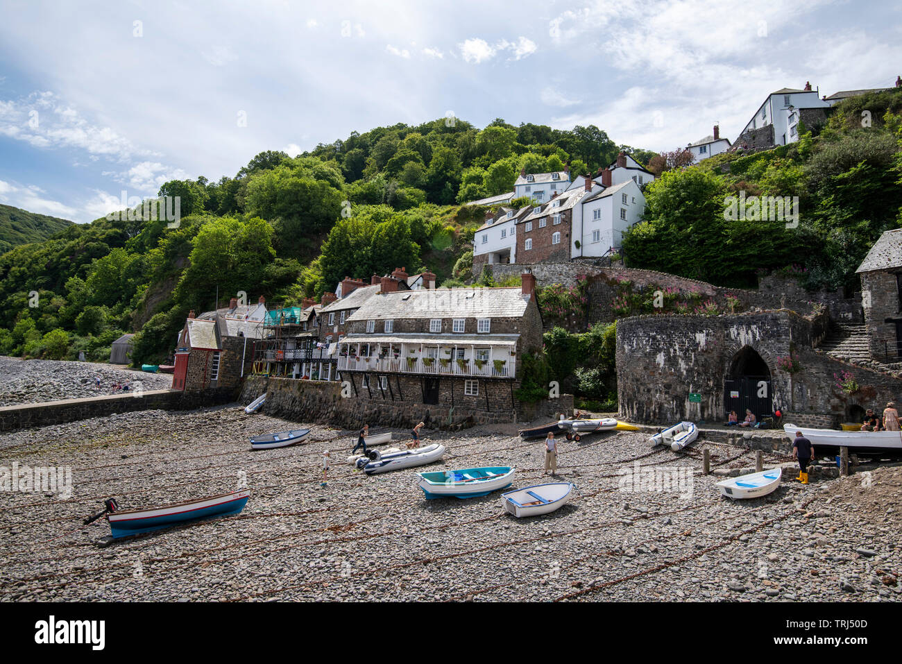 The beach and Harbour at Clovelly, Devon England UK Stock Photo