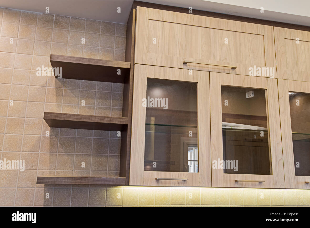 Interior Design Decor Showing Modern Kitchen With Cupboards