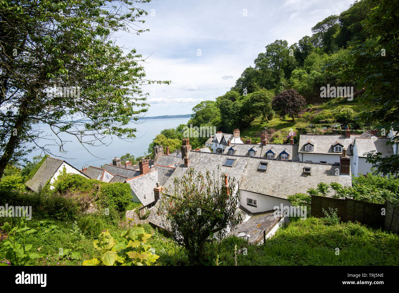 Looking down on the village from the top of Clovelly, Devon England UK Stock Photo