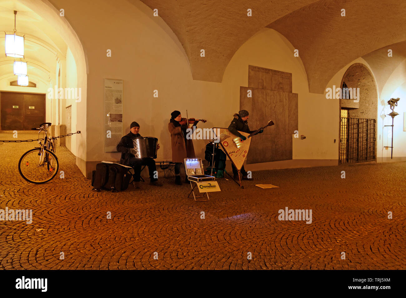 Russian musical group busking , Munich, Upper Bavaria, Germany, Europe Stock Photo