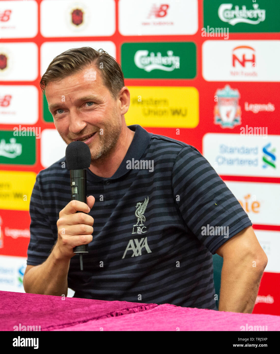 Press conference ahead of the Liverpool FC Legends match against Borussia Dortmund Legends at the Hong Kong Stadium,  Vladimir Smicer (Pictured) and S Stock Photo
