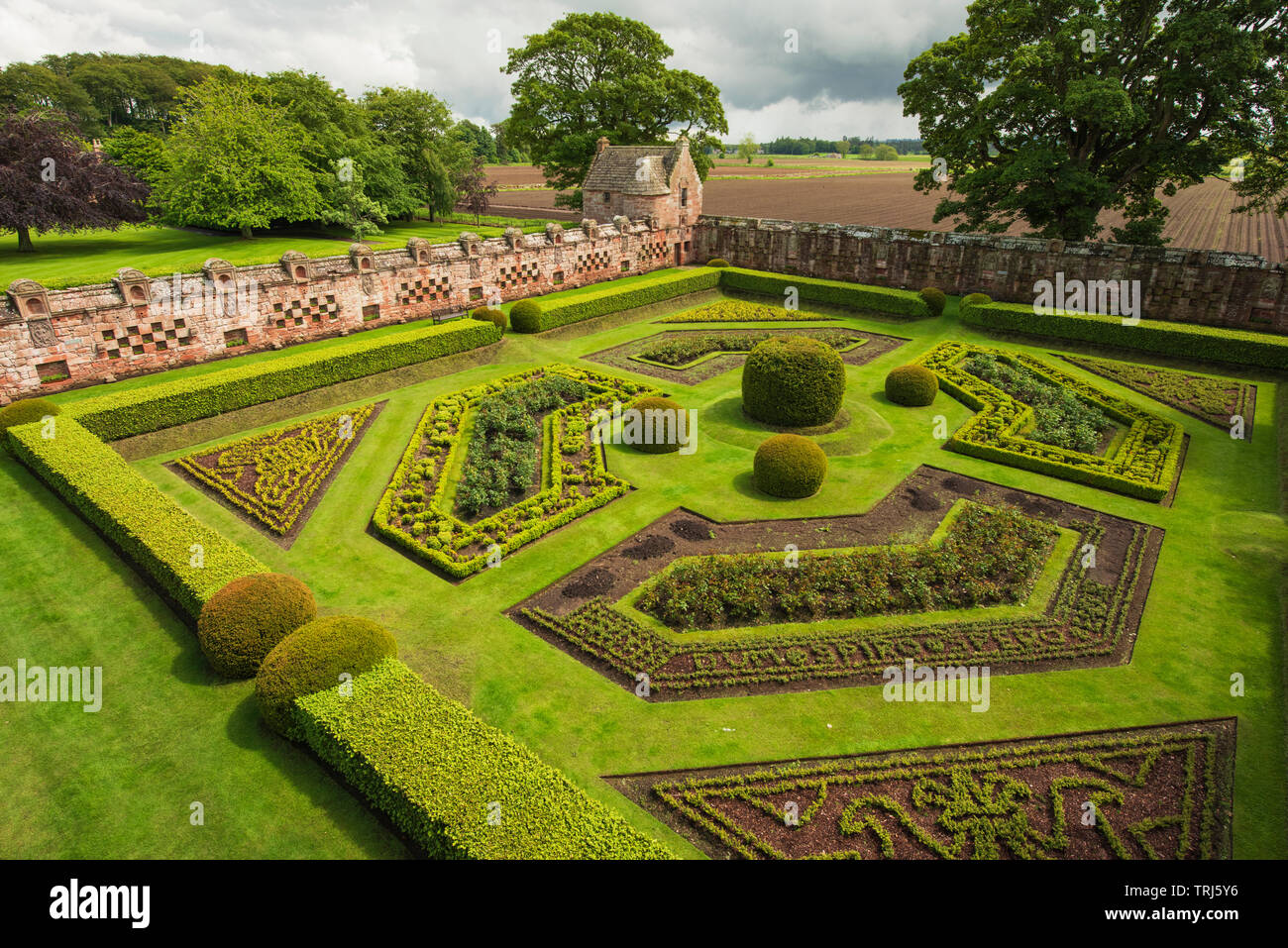 Edzell Castle, Angus, Scotland. The elaborate walled garden was created in 1604. Stock Photo