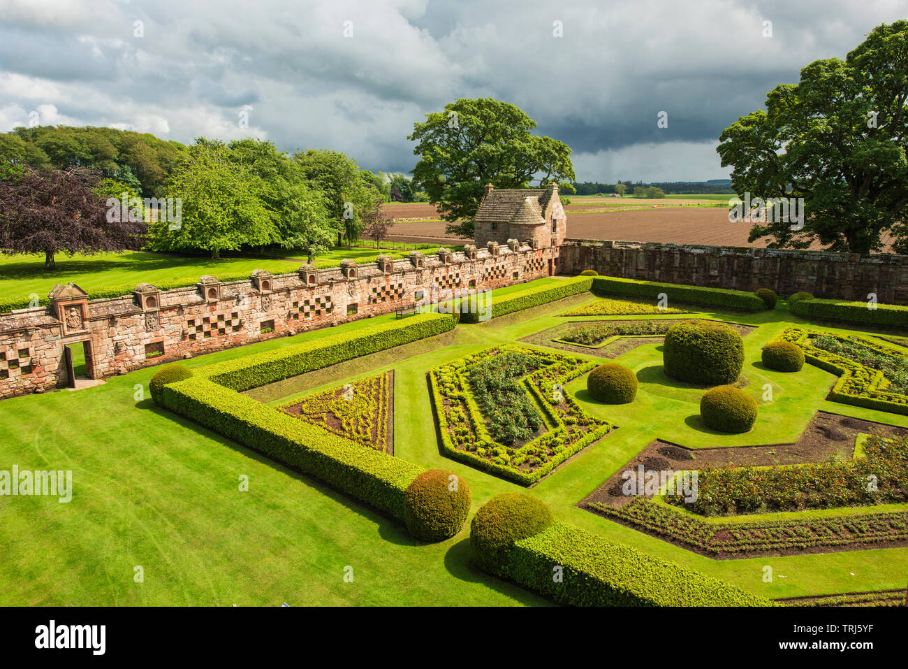 Edzell Castle, Angus, Scotland. The elaborate walled garden was created in 1604. Stock Photo