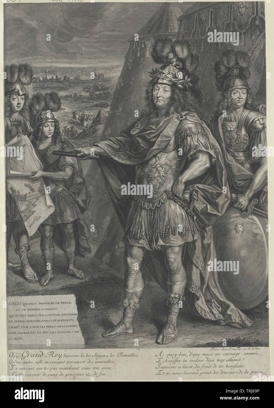 Louis XIV, King of France, engraving published at Limosin in Paris, Additional-Rights-Clearance-Info-Not-Available Stock Photo