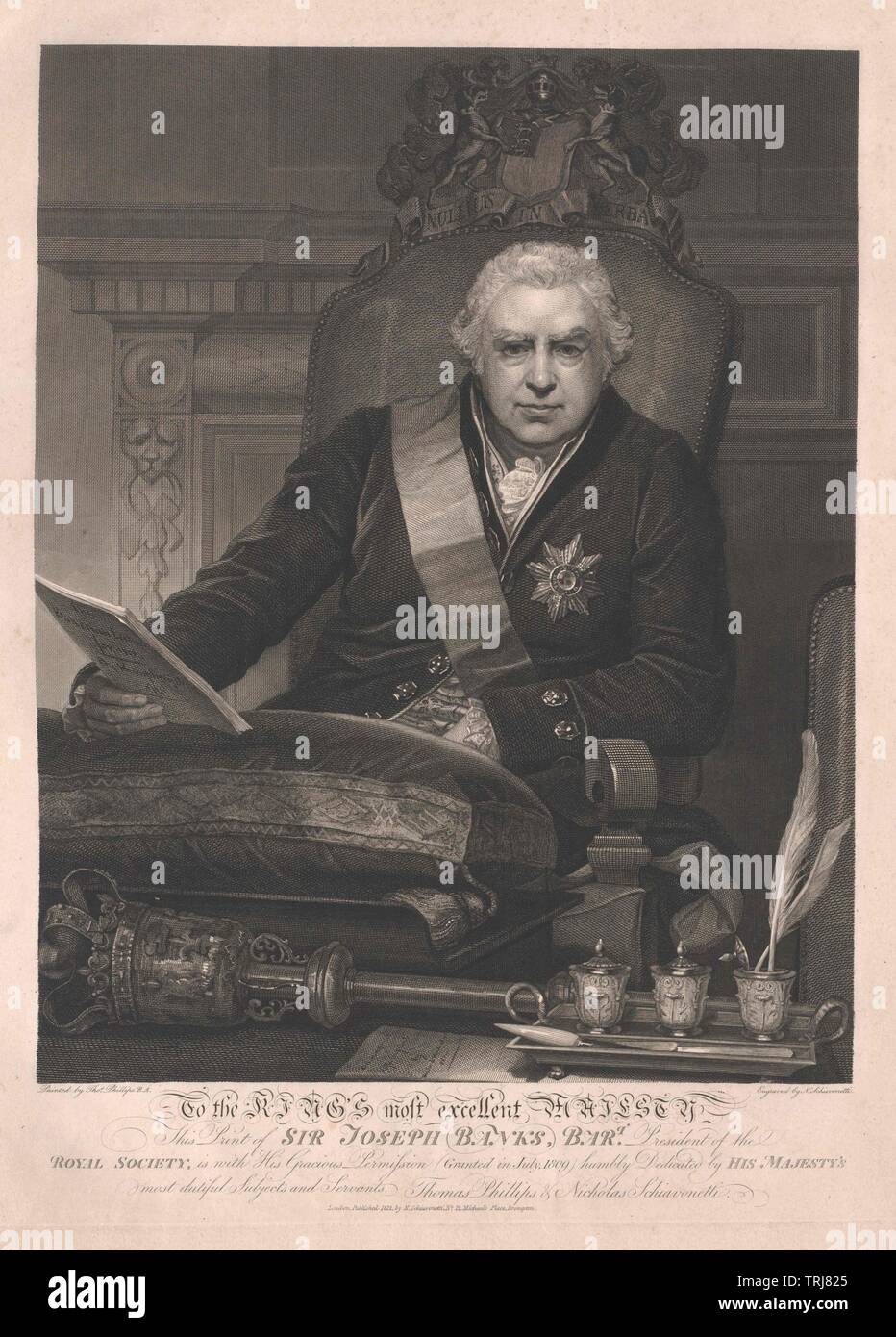 Banks, Joseph baronet, English natural scientist and explorer, president of the Royal society 1778, baronet 1781, Additional-Rights-Clearance-Info-Not-Available Stock Photo