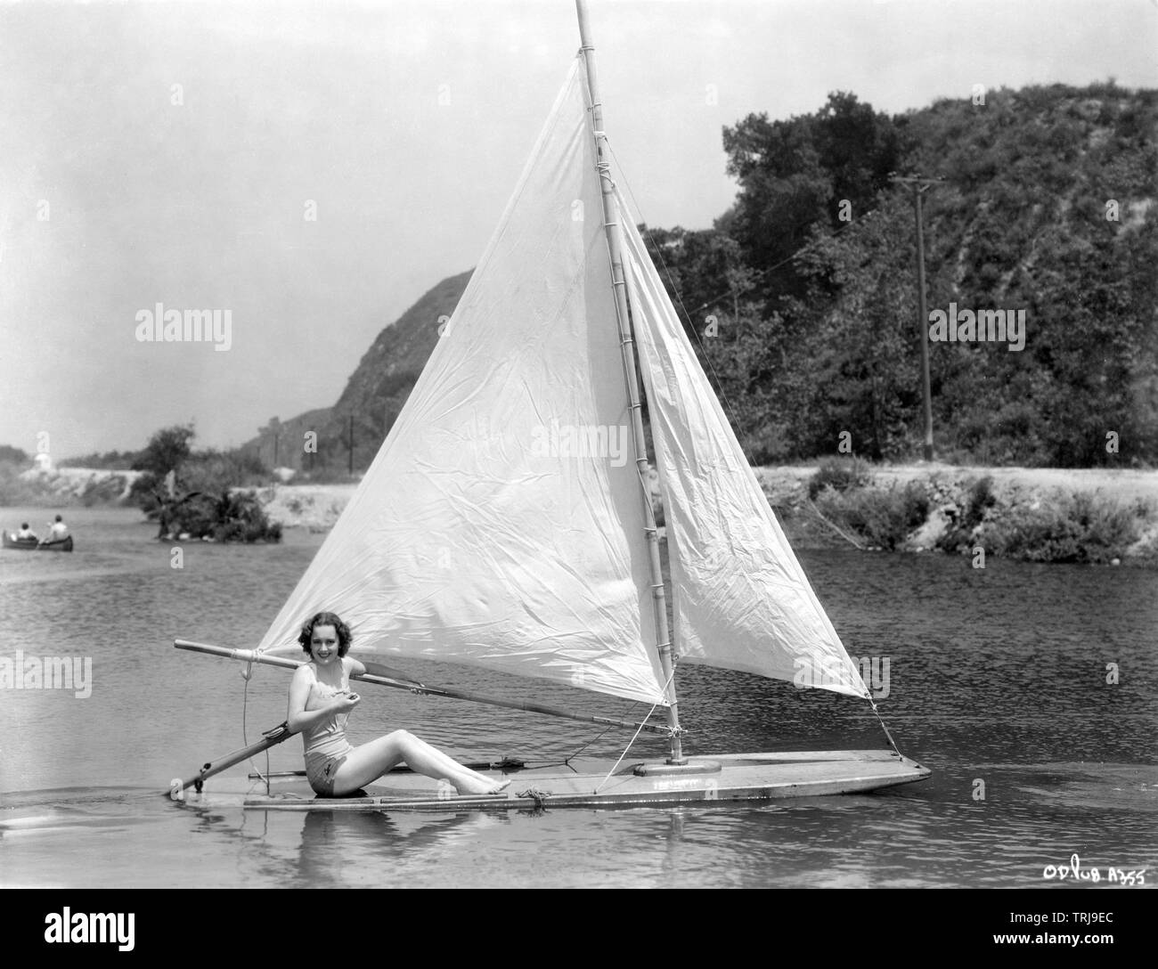 OLIVIA de HAVILLAND Hollywood publicity still in swimsuit circa 1937 Warner Bros. Stock Photo