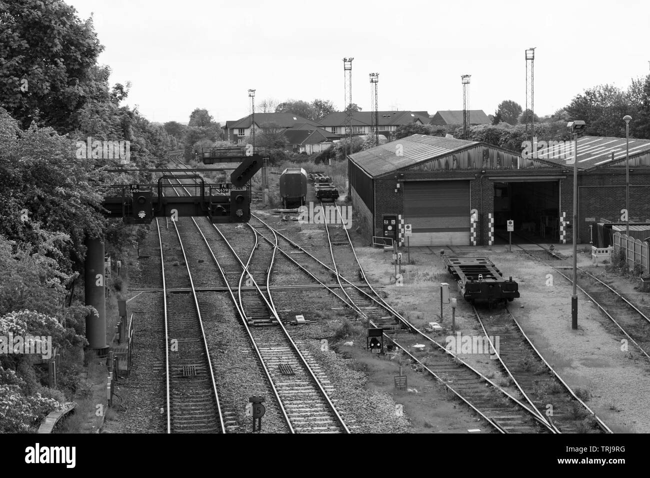 Old railway yard taken in knottingley west yorkshire Stock Photo