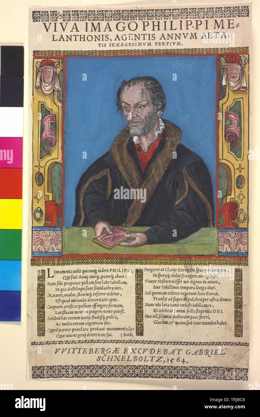 Melanchthon, Philipp, coloured woodcut, Additional-Rights-Clearance-Info-Not-Available Stock Photo